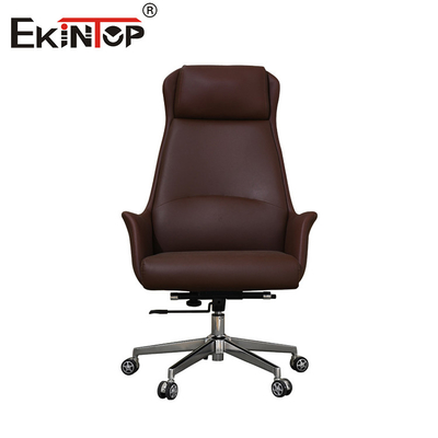 Cadeira de escritório de couro castanho confortável Mobiliário de estilo clássico Cadeira de desenho ergonômica