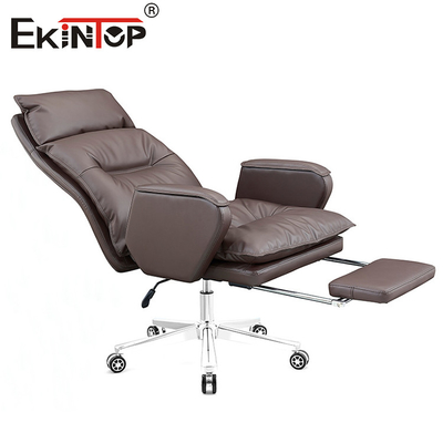 High Back Brown PU Leather Reclining Swivel Office Leather Chair Home Office Desk Chair (Cadeira de escritório de escritório)