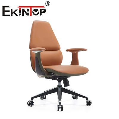 Cadeira de escritório ergonômica giratória Cadeiras de clube de couro com encosto de braço ajustável