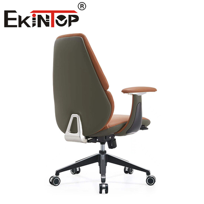Cadeira de escritório ergonômica giratória Cadeiras de clube de couro com encosto de braço ajustável