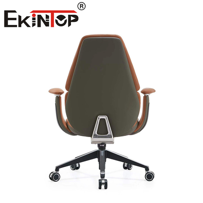 Cadeira de escritório ergonômica giratória Cadeiras de clube de couro com encosto de braço ajustável