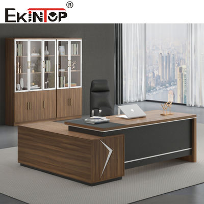 Ekintop Modern Executive CEO Office Desk Set L-Shape Wooden Executive Office Desk