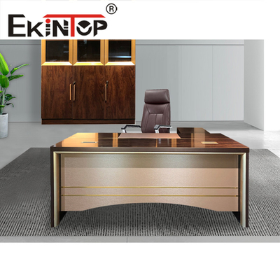 Mesa de escritório com pedestal de construção laminada Mesa de computador de escritório de metal de aço