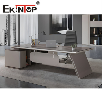 Mesa de escritório SGS moderna em forma de L anti-água brilhante com pernas cônicas