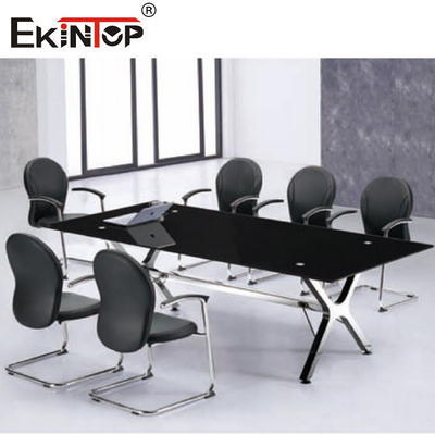 Mesa de conferências preta retangular Elegante ambiente de negócios 10 lugares