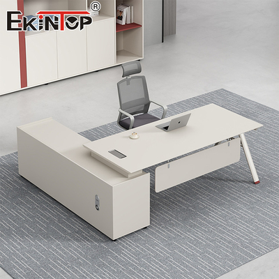 Mobiliário de escritório moderno Mesa em forma de L Mesa personalizável de madeira de acácia