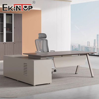 Mesa executiva em estilo moderno em forma de L da Fábrica de Móveis Mesa de madeira de acácia