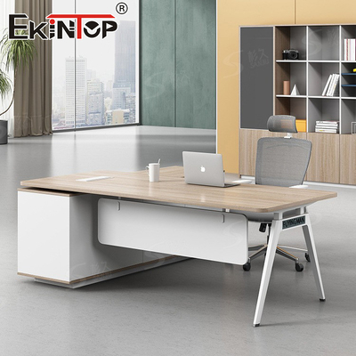 Mesa executiva em forma de L Mesa de escritório com pernas de metal Mesa feita sob medida