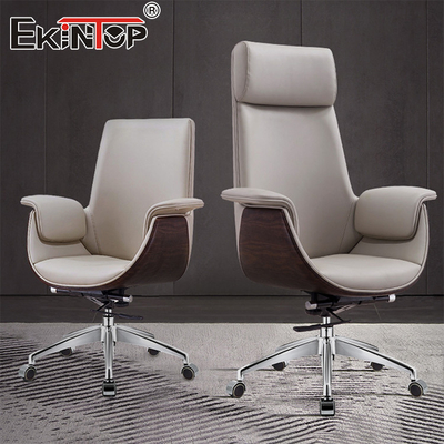 Modern Style Manager Cadeira de escritório de couro com rodas Cadeira de elaboração ergonômica